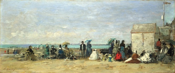 BOUDIN EUGENE ON BEACH TROUVILLE C1870 74 LO NG