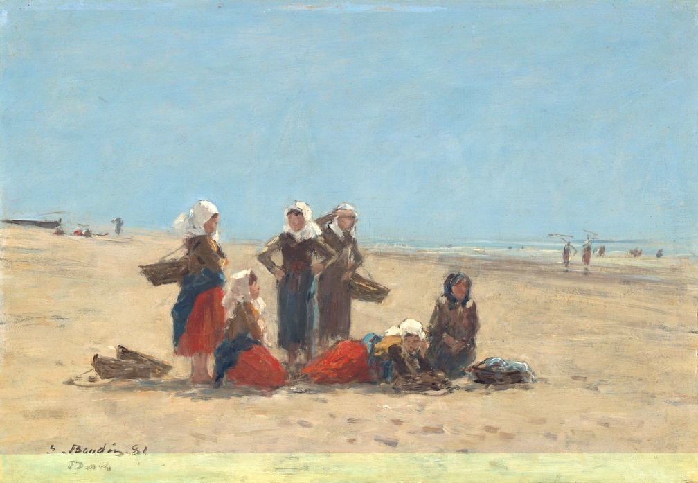 BOUDIN EUGENE WOMEN ON BEACH AT BERCK 1881 N G A
