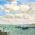 BOUDIN EUGENE CAMARET FISHERMEN AND BOATS 1869