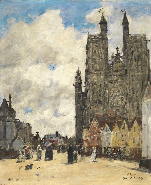 BOUDIN EUGENE AREA IN FRONT OF CHURCH OF ST. VULFRANA IN ABBEVILLE 1884 TH BO