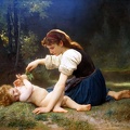 BOUGUEREAU W. AD. NATURES FAN GIRL WITH CHILD 1881