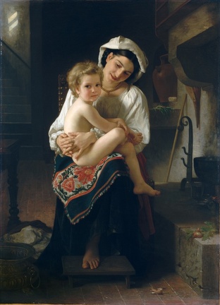 BOUGUEREAU W. AD. YOUNG MOTHER GAZING AT HER CHILD 1871