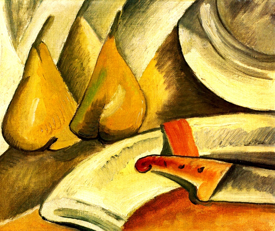 BRAQUE GEORGES STILLIFE TOWEL KNIFE AND PEARS 1908
