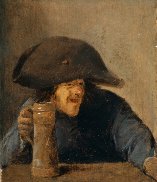 BROUWER ADRIAEN EASANT WITH BICORNE AND TANKARD 1630S BASEL