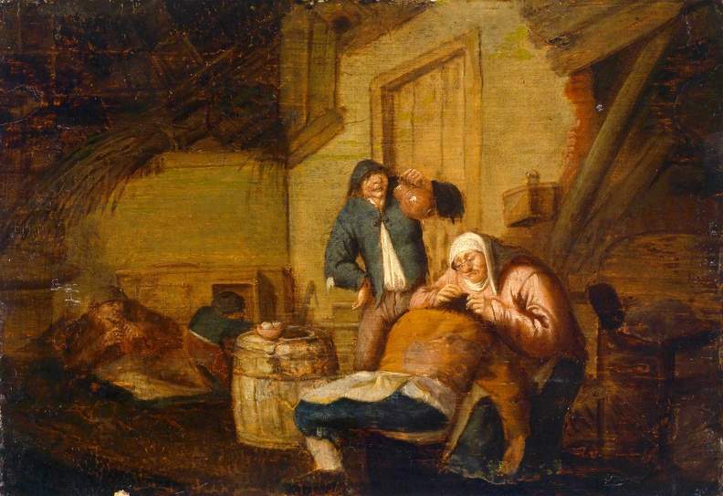 BROUWER ADRIAEN RUSTIC INTERIOR WOMAN DELOUSING MAN AND THREE FURTHER SOTHEBY