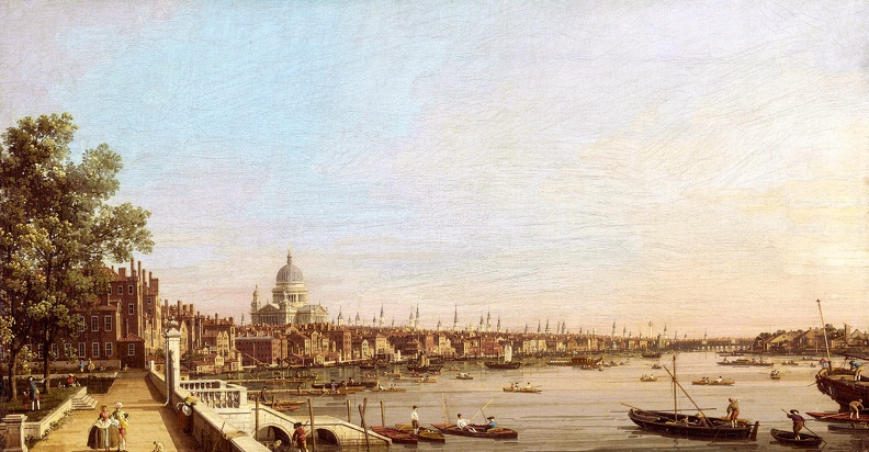 CANAL GIOVANNI ANTONIO THAMES FROM TERRACE OF SOMERSET HOUSE LOOKING TOWARD ST. PAUL