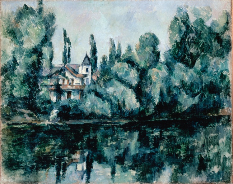 CEZANNE PAUL BANKS OF MARNE VILLA ON BANK OF RIVER HERMITAGE