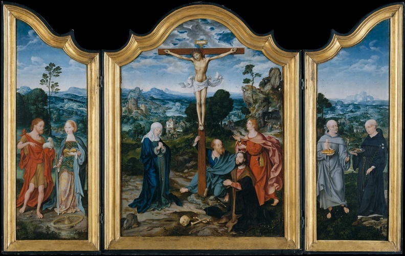 CLEVE JOOS VAN CRUCIFIION WITH SST. AND DONOR MET