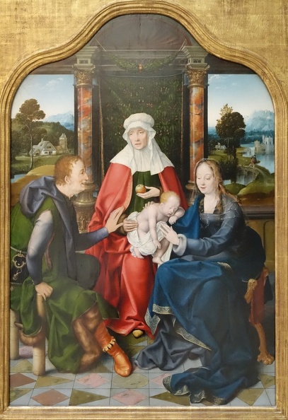 CLEVE JOOS VAN ST. ANNE WITH VIRGIN AND CHILD AND ST. JOACHIM BY JOOS VAN CLEVE CROPPED