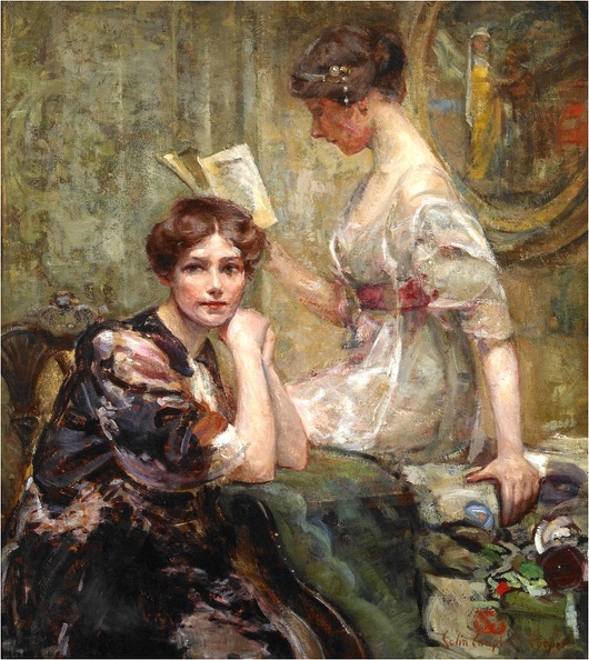 COOPER COLIN CAMPBELL TWO WOMAN IN INTERIOR