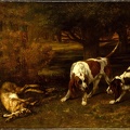 COURBET GUSTAVE HUNTING DOGS DEAD HARE 1857 MET