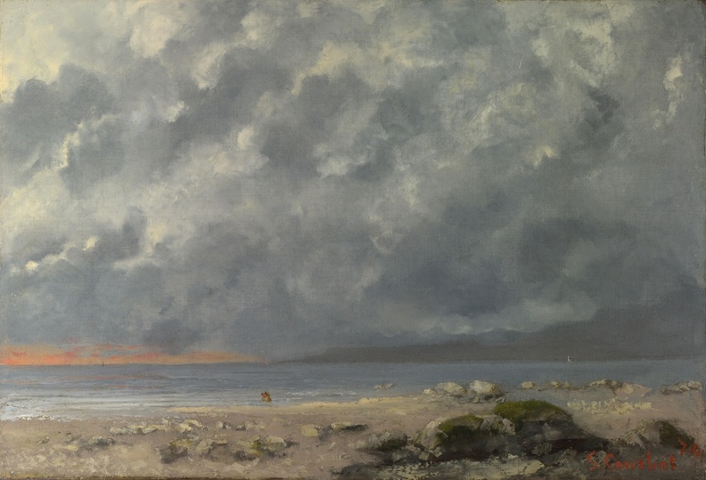 COURBET GUSTAVE BEACH SCENE LO NG