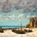 COURBET GUSTAVE BOATS ON BEACH ETRETAT N G A