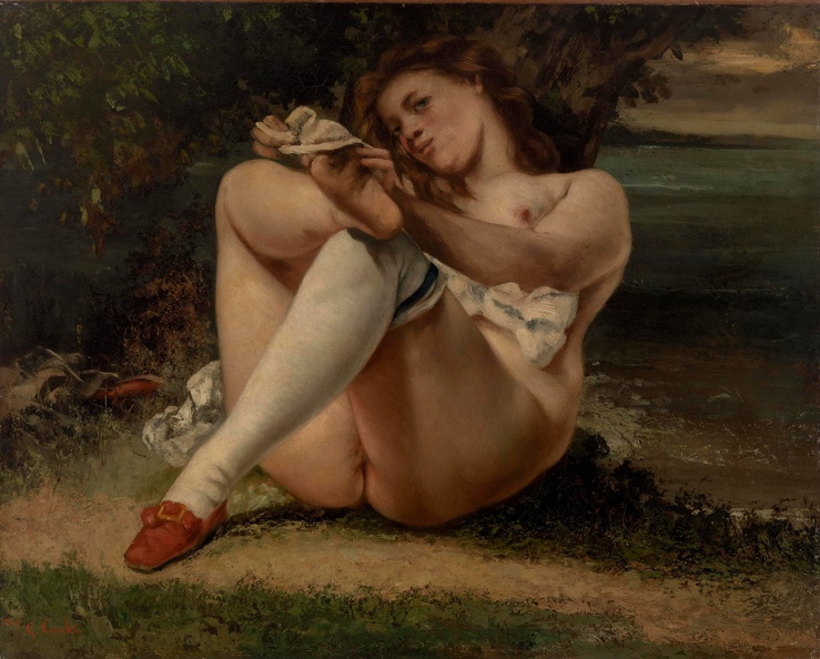 COURBET GUSTAVE 1864 WOMAN WITH WHITE STOCKINGS