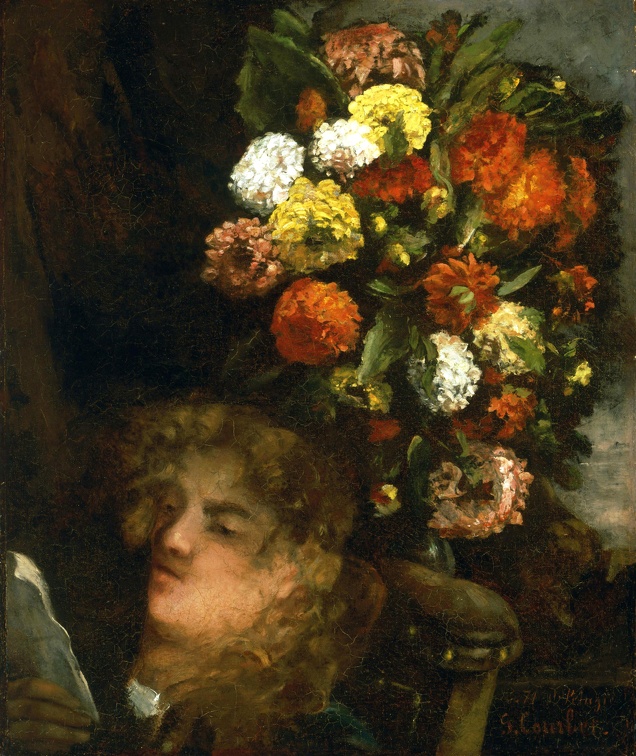 COURBET GUSTAVE HEAD OF WOMAN AND FLOWERS PHIL