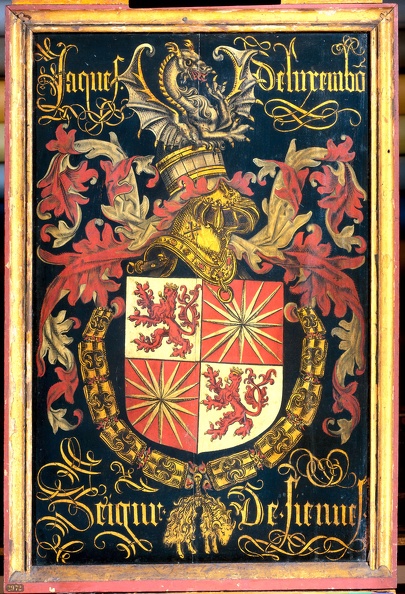 COUSTAIN PIERRE PLAQUE COAT OF ARMS OF JACOB LUXEMBOURG AS KNIGHT OF ORDER OF GOLDGO RUNE ATTR 1487 RIJK