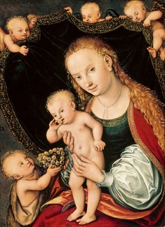 CRANACH LUCAS ELDER VIRGIN AND CHILD OF CHRIST WITH LITTLE JOHN BAPTISM AND ANGELS AFTER 1537