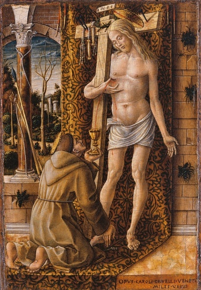 CRIVELLI CARLO ST. FRANCIS COLLECTING BLOOD OF CHRIST GOOGLE POL PE