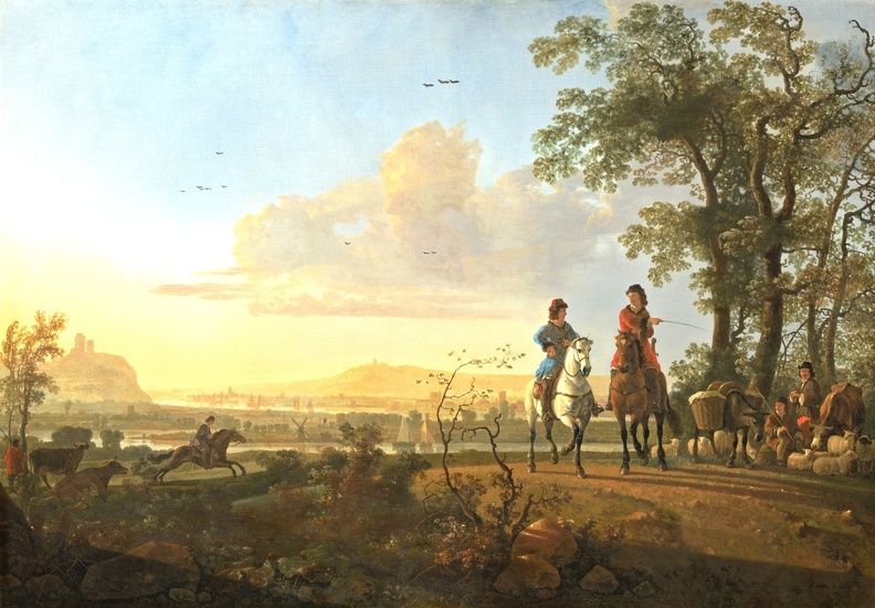 CUYP AELBERT HORSEMEN AND HERDSMEN CATTLE 1655 1660 N G A