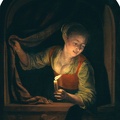 DOU GERARD GERRIT GIRL WITH CANDLE AT WINDOW MINNE