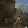DUJARDIN KAREL WOMAN AND BOY WITH ANIMALS AT FORD LO NG