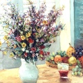 DYF MARCEL STILLIFE VASE OF FLOWERS AND FRUIT ON TABLE