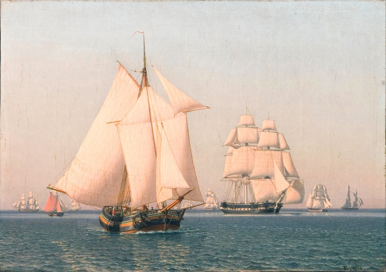 ECKERSBERG C. W. SHIPS UNDER SAIL IN MILD BREEZE ON CLEAR SUMMERS AFTERNOON GOOGLE