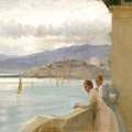 EDELFELT ALBERT PRT OF ARTISTS WIFE AND EMELIE VON ETTER IN CANNES 1891