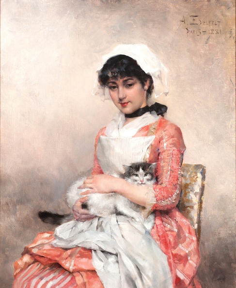EDELFELT ALBERT PRT OF GIRL WITH CAT 1881