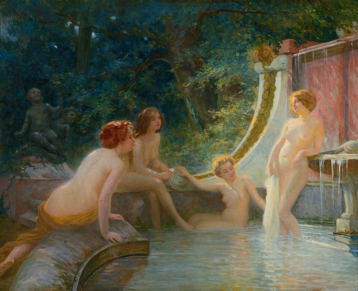 FOURIE ALBERT AUGUSTE 1854 1896 YOUNG BATHERS IN FOUNTAIN