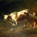 FRAGONARD JEAN HONORE BOY ATTEMPTING TO RESTRAIN COW BY ROPE HOUSTON