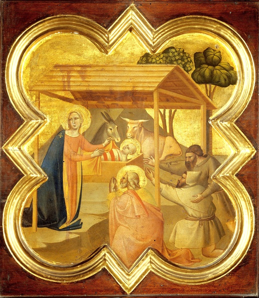 GADDI TADDEO TREE RELIQUARY CROSS OF LORD CHRISTS LIFE ADORATION OF SHEPHERDS 1335 1340 FIRENZE GALLERIA ACCADEMIA