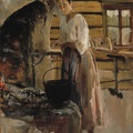 GALLEN KALLELA AKSELI WOMAN COOKING WHITEFISH WOMAN GRILLING FISH III 1854 FINNISH NATIONAL GALLERY