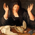 GHEYN JACQUES DE YOUNG WOMAN MOURNING DEAD DOVE PARTRIDGE AND KINGFISHER STOCK