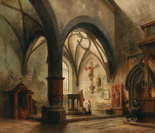 GRAEB CARL GEORG ANTON INTERIOR OF ST. JOHANNIS CHURCH IN SCHAFFHAUSEN 1882