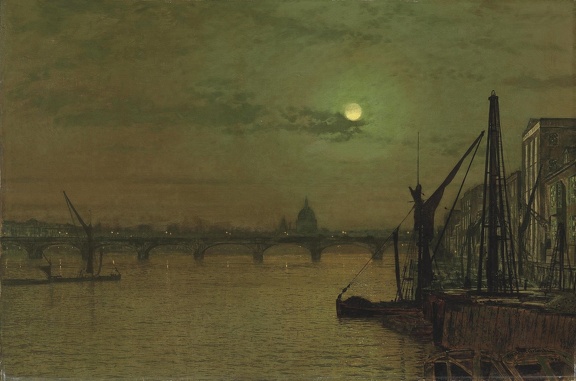 GRIMSHAW JOHN ATKINSON WATERLOO BRIDGE LONDON LOOKING EAST 1883