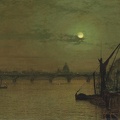 GRIMSHAW JOHN ATKINSON WATERLOO BRIDGE LONDON LOOKING EAST 1883