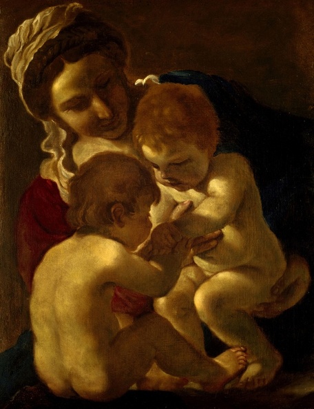 GUERCINO BARBIERI GIO. FR. MADONNA AND CHILD WITH ST. JOHN BAPTIST FINE ART