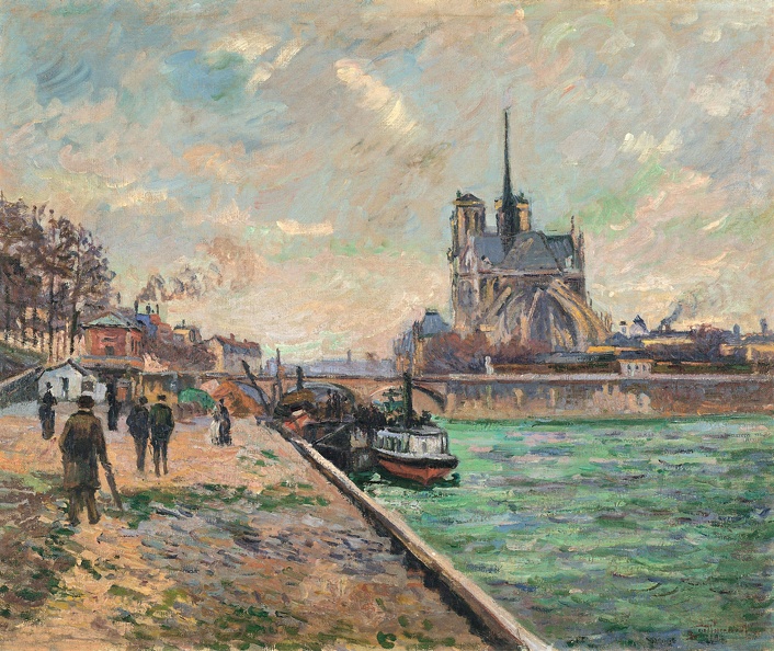 GUILLAUMIN ARMAND BRIDGE FROM ARCHBISHOP S PALACE BEFORE APSE OF NOTRE DAME C1880 TH BO