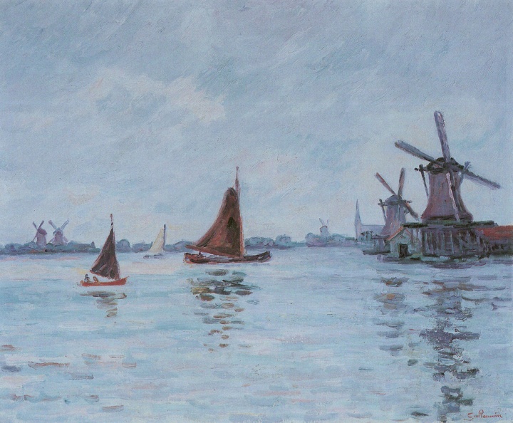 GUILLAUMIN ARMAND SAILBOATS AND WINDMILLS IN HOLLAND 1904