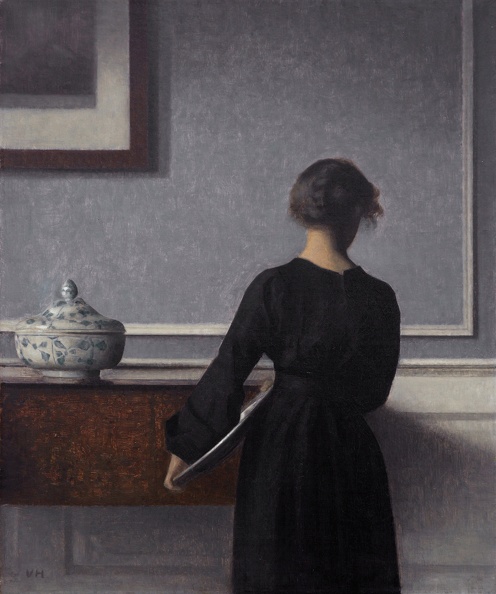 HAMMERSHOI VILHELM INTERIOR YOUNG WOMAN FROM BEHIND 1904