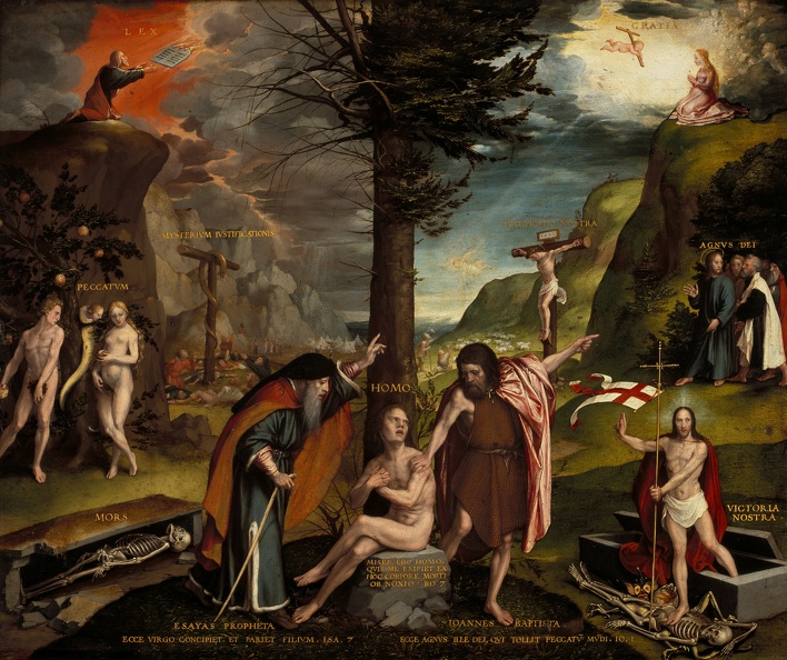 HOLBEIN HANS YOUNGER ALLEGORY OF OLD AND NEW TESTAMENTS C1530