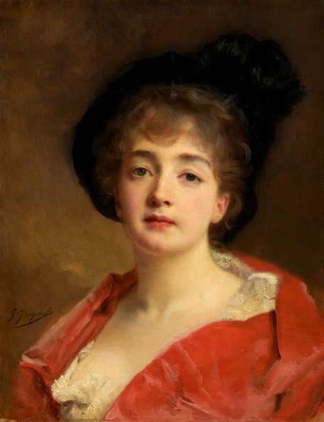JACQUET GUSTAVE JEAN PRT OF WOMAN IN RED CLARK