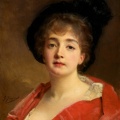 JACQUET GUSTAVE JEAN PRT OF WOMAN IN RED CLARK