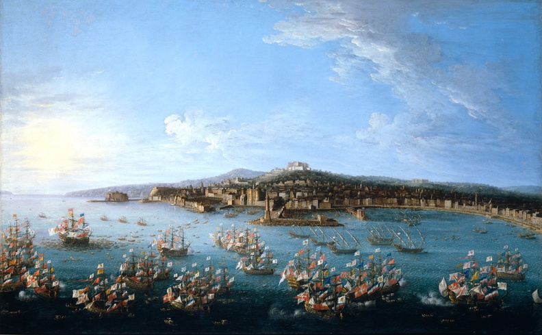 JOLI ANTONIO CARLOS III LEAVING PORT OF NAPLES AS SEEN FROM SEA 1759 PRADO