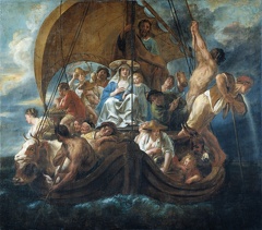 JORDAENS JACOB ST FAMILY WITH VARIOUS PERSONS AND ANIMALS IN BOAT GOOGLE