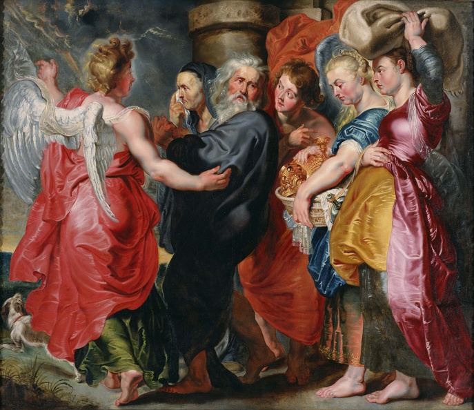 JORDAENS JACOB FLIGHT OF LOT AND HIS FAMILY FROM SODOM AFTER RUBENS GOOGLE