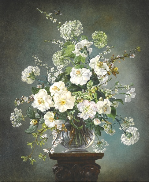 KENNEDY CECIL BOUQUET OF FLOWERS IN GLASS VASE 18