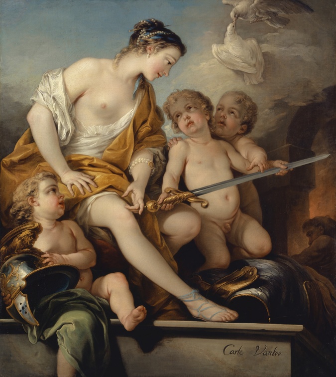 LOO CHARLES ANDRE VAN VENUS AND CUPIDS WITH ARMS OF MARS 1743