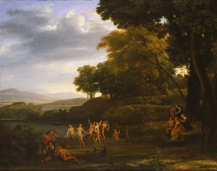 LORRAIN CLAUDE GELLEE LANDSCAPE WITH DANCING SATYRS AND NYMPHS GOOGLE 1646 TOKYO